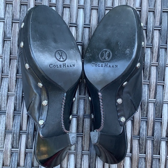 Cole Haan Kenna Clog Black Leather Studded Mules - Picture 10 of 16